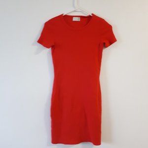 Neon Orange Ribbed Dress